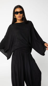 Echo Viscose Relaxed Style Top - Black