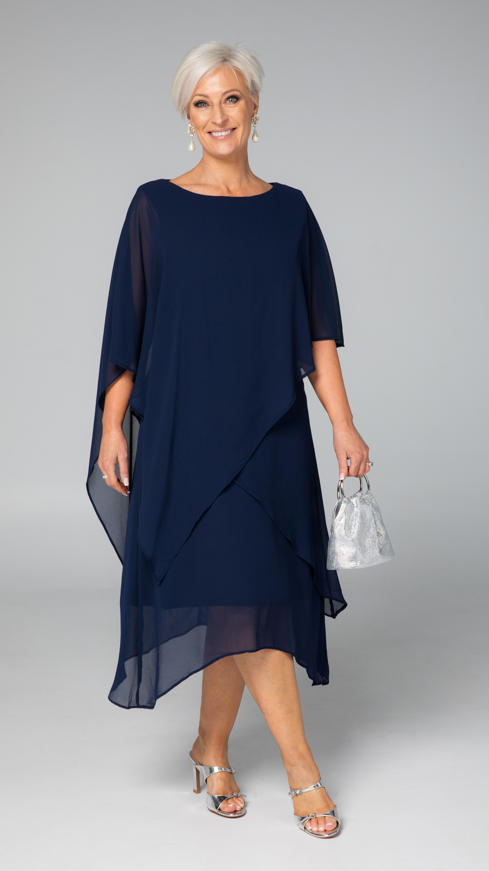 Zaria Chiffon Events Dress - Navy