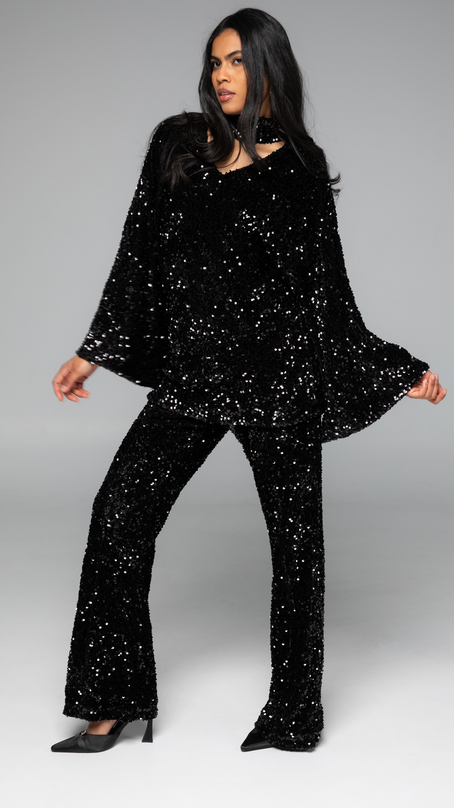 Zara Sequin Top - Black