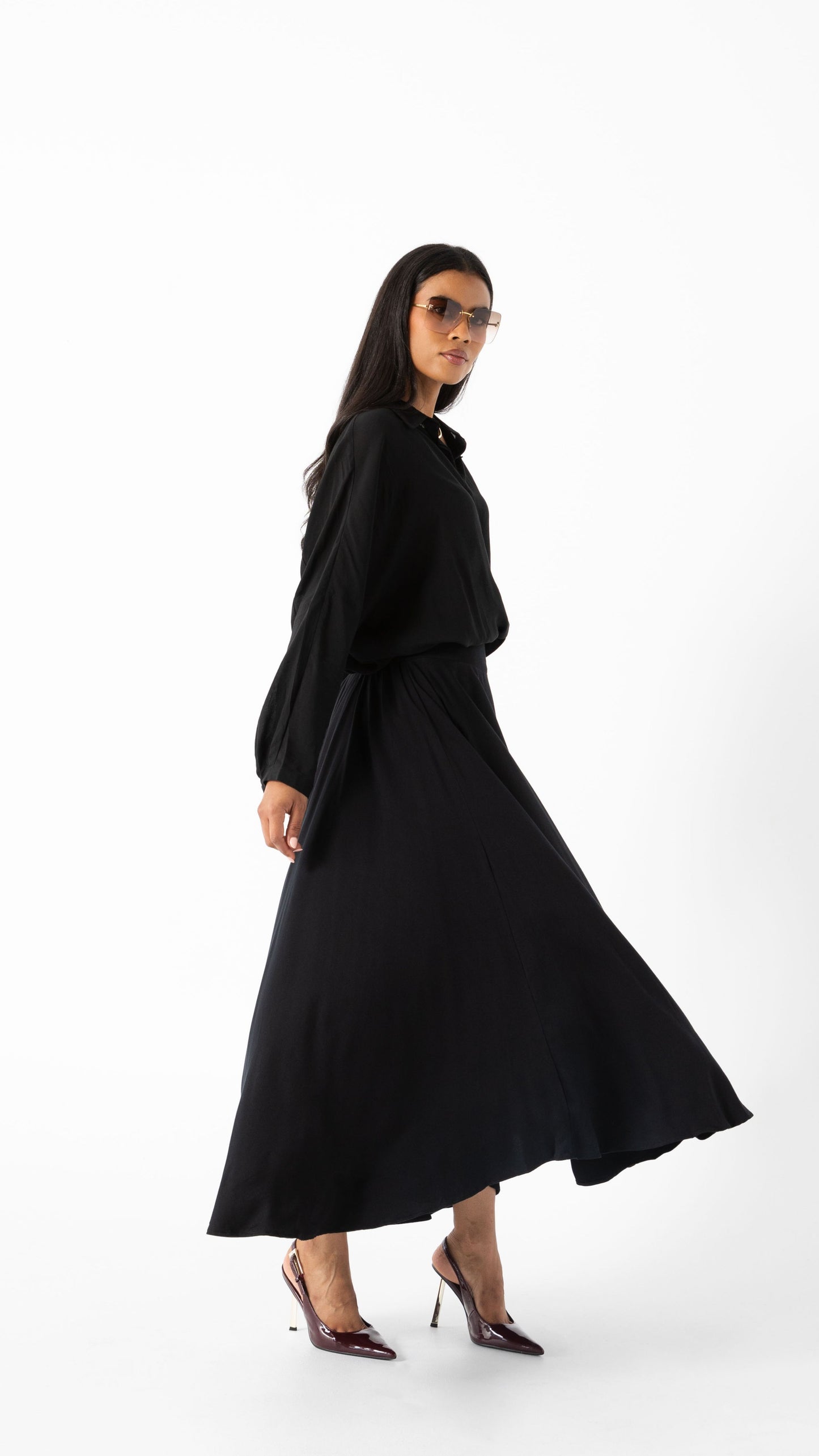 Flow Viscose Relaxed Style Skirt - Black
