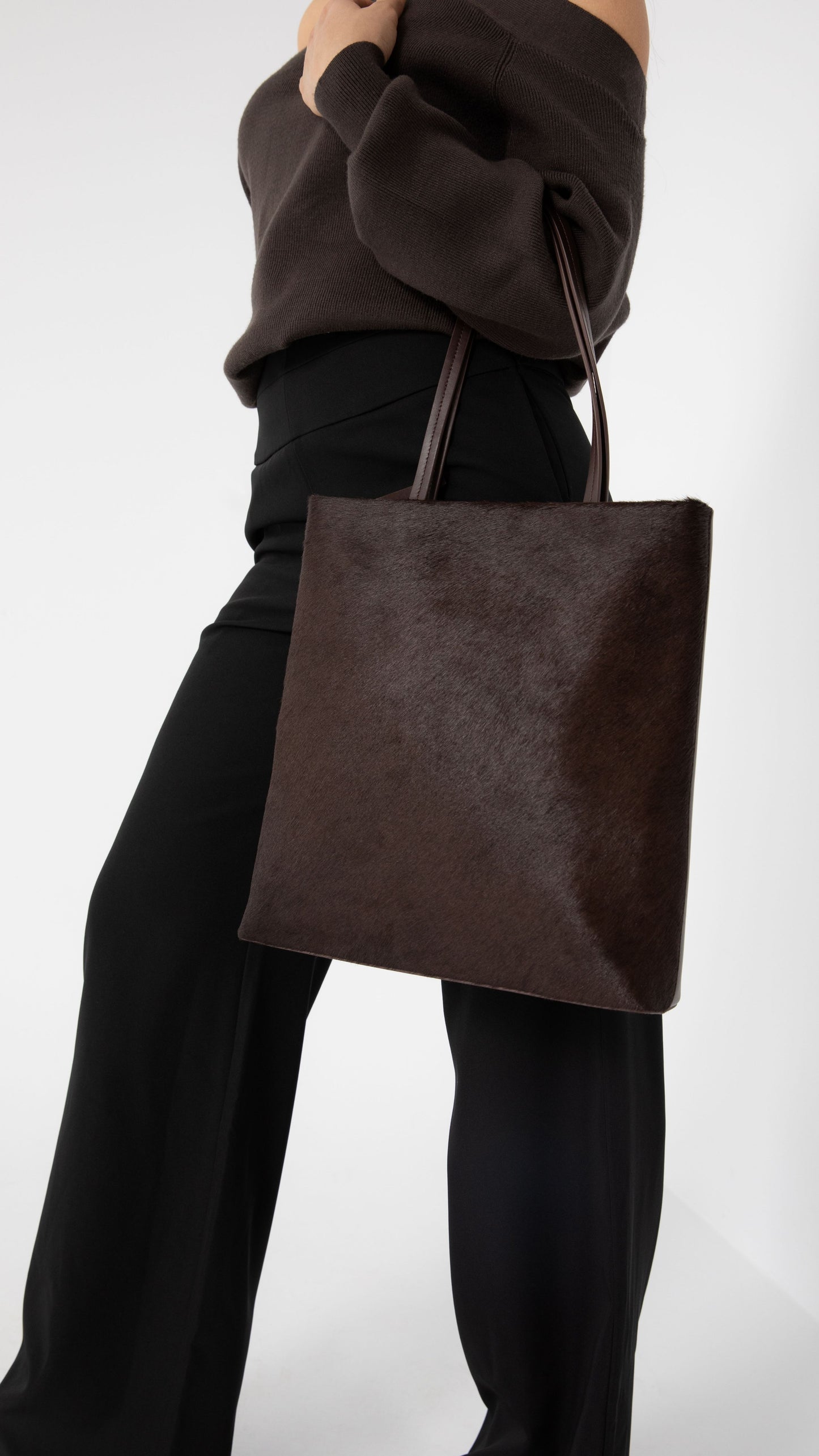 Talli Pony Leather Tote Bag - Dark Chocolate