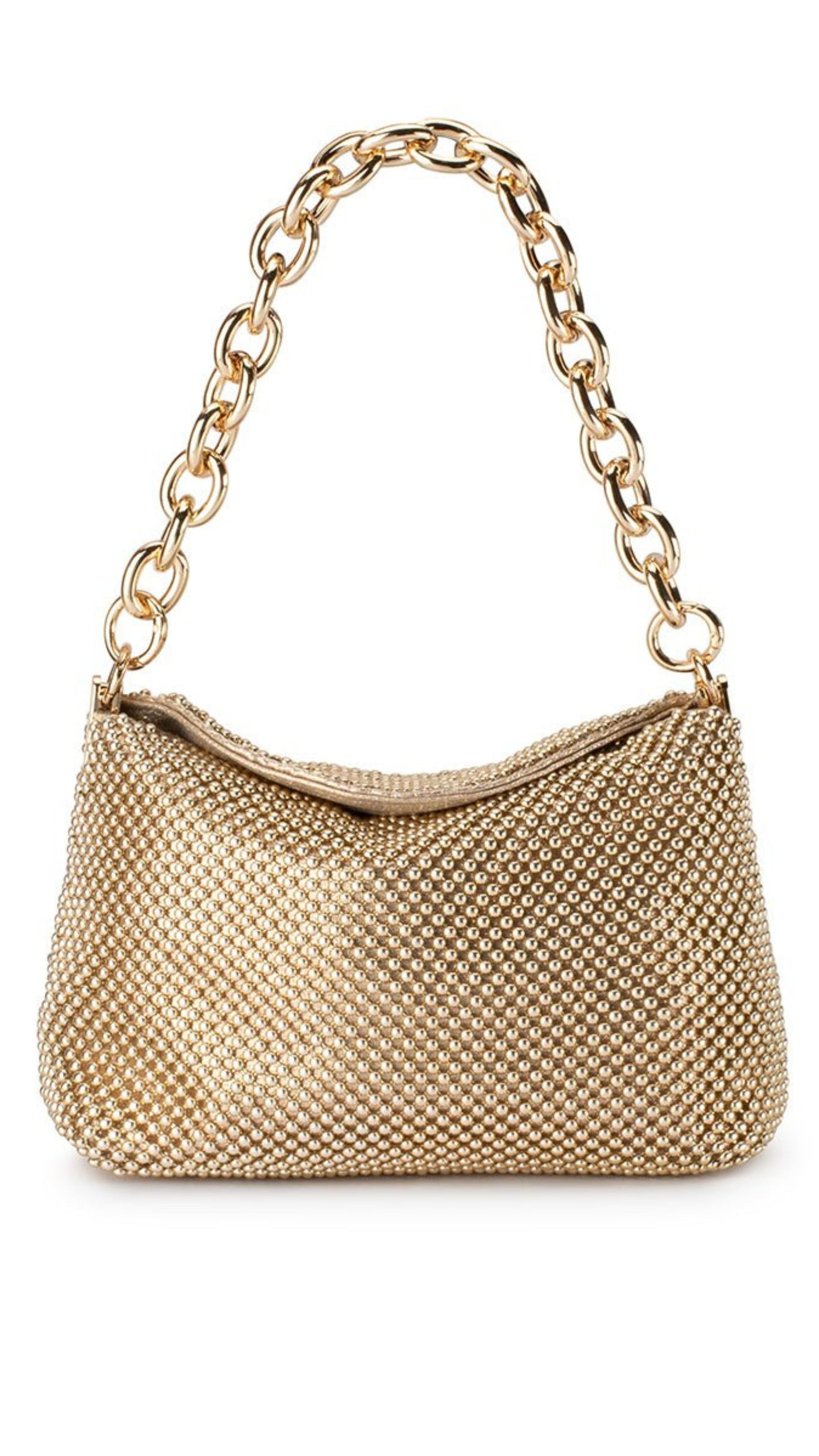 Skylar Gold Ball Mesh Bag - Gold