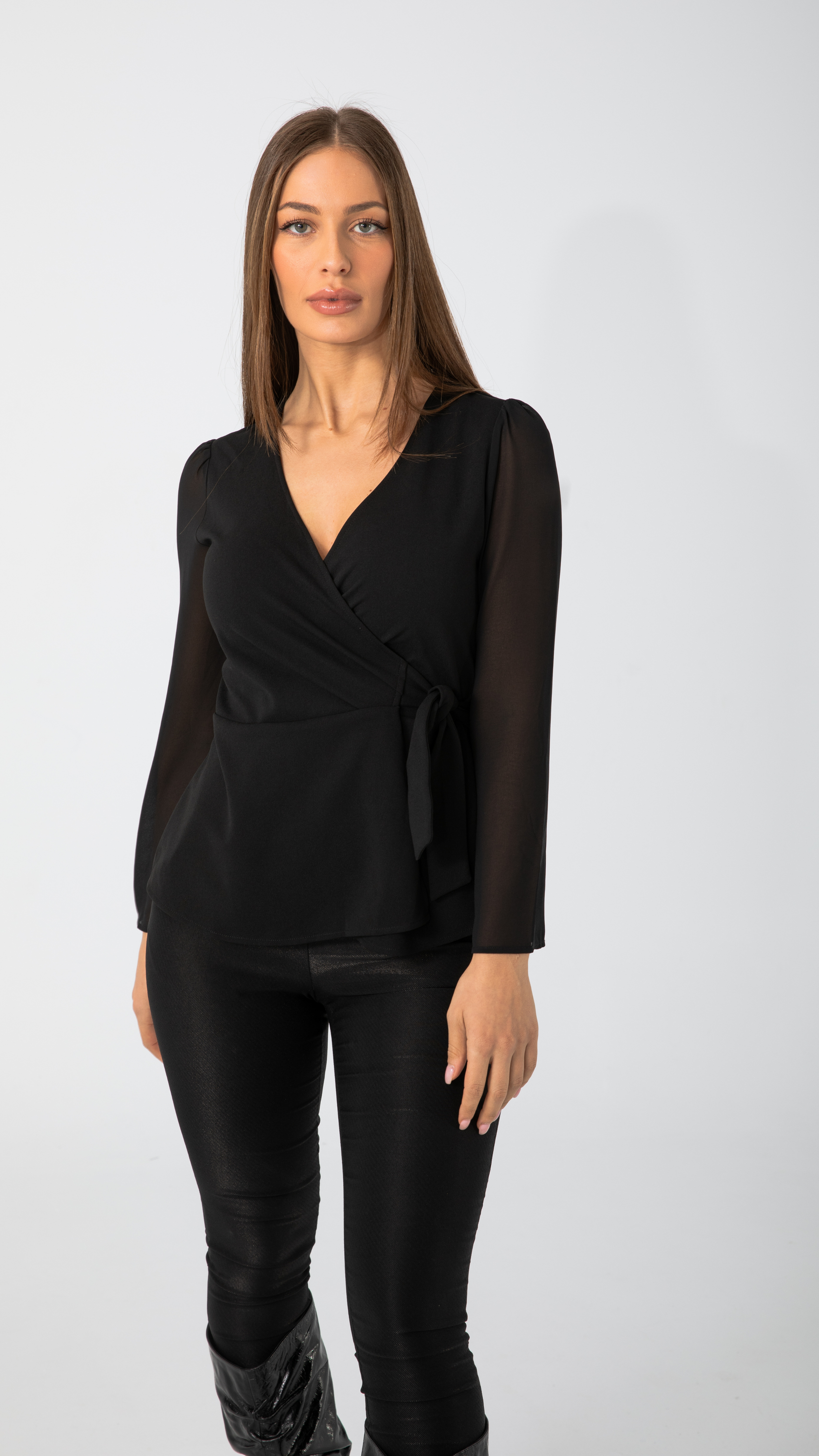Alice Wrap Top - Black