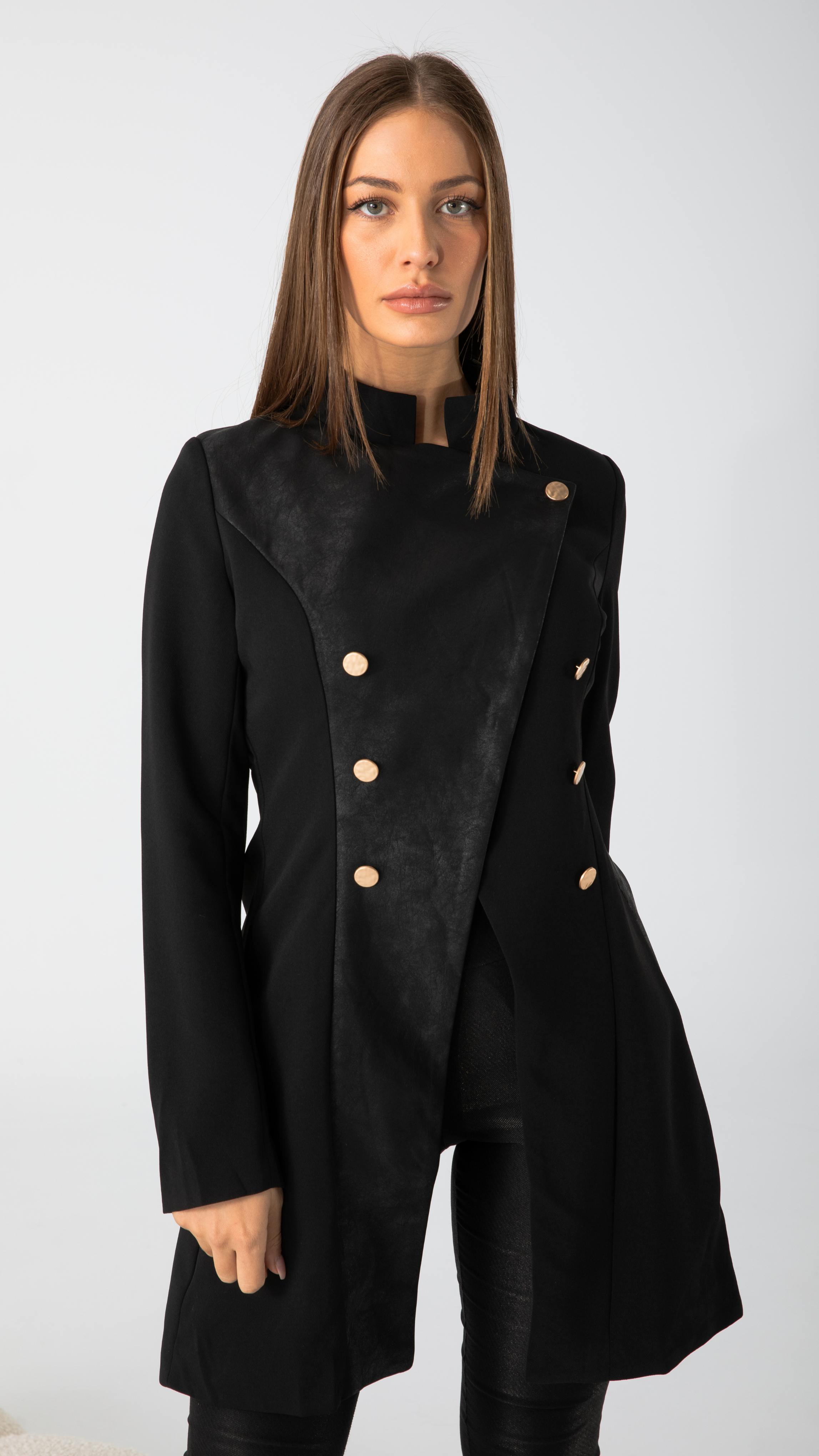 Vault Faux Leather Coat - Black