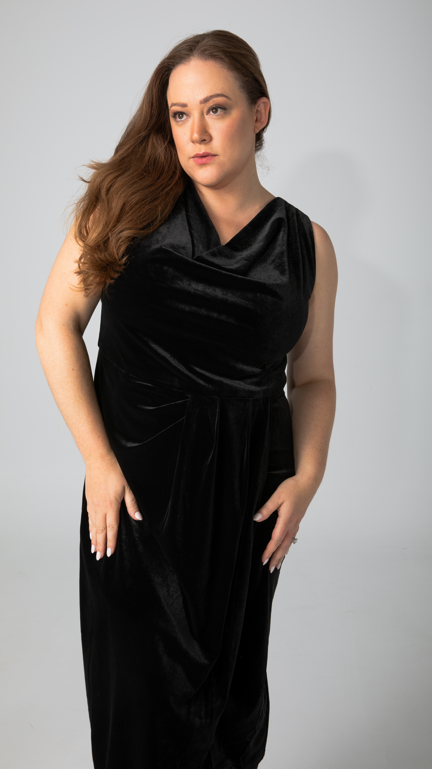 Emma Stretch Velvet Dress - Black