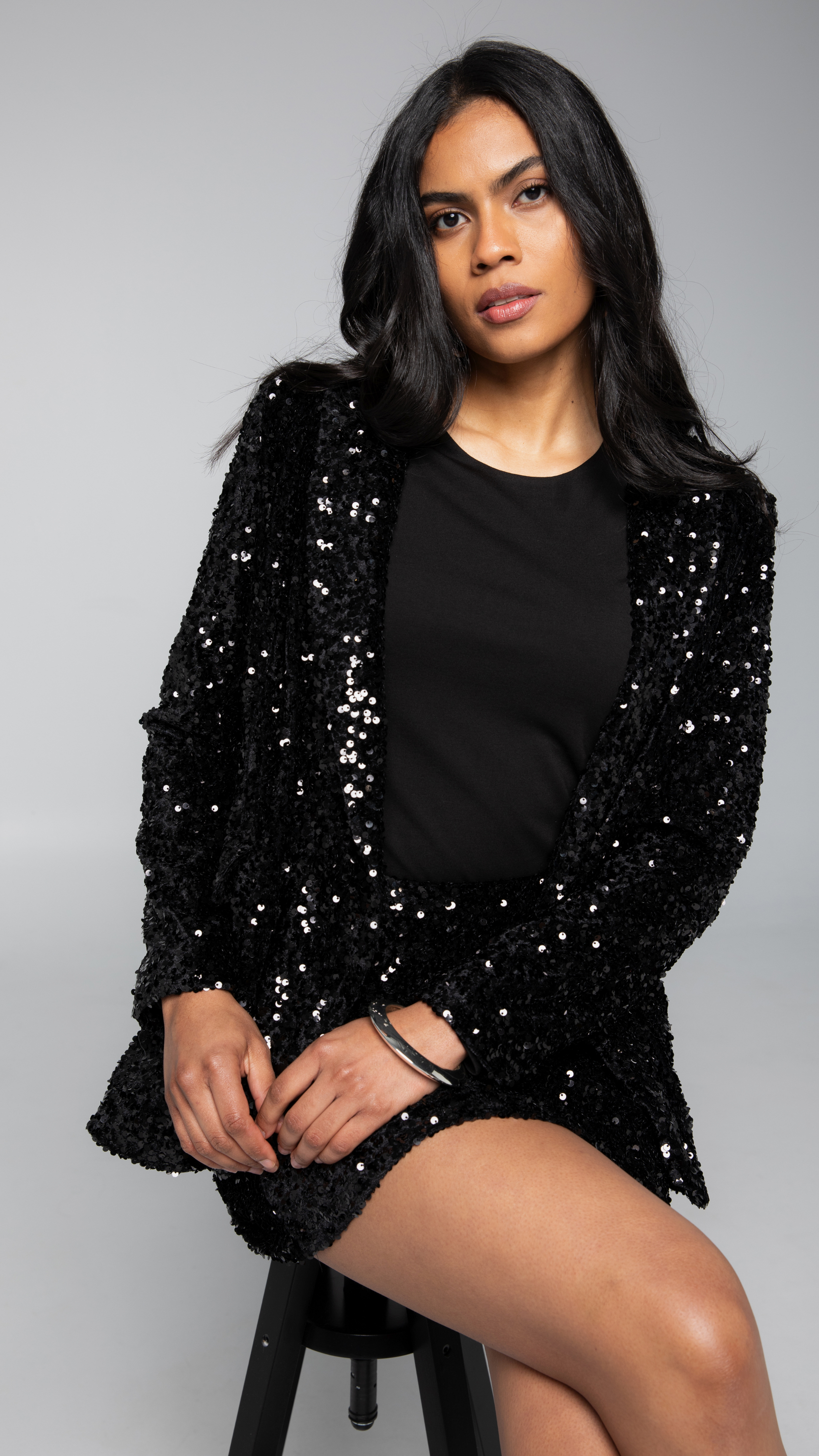 Zara Sequin Blazer - Black