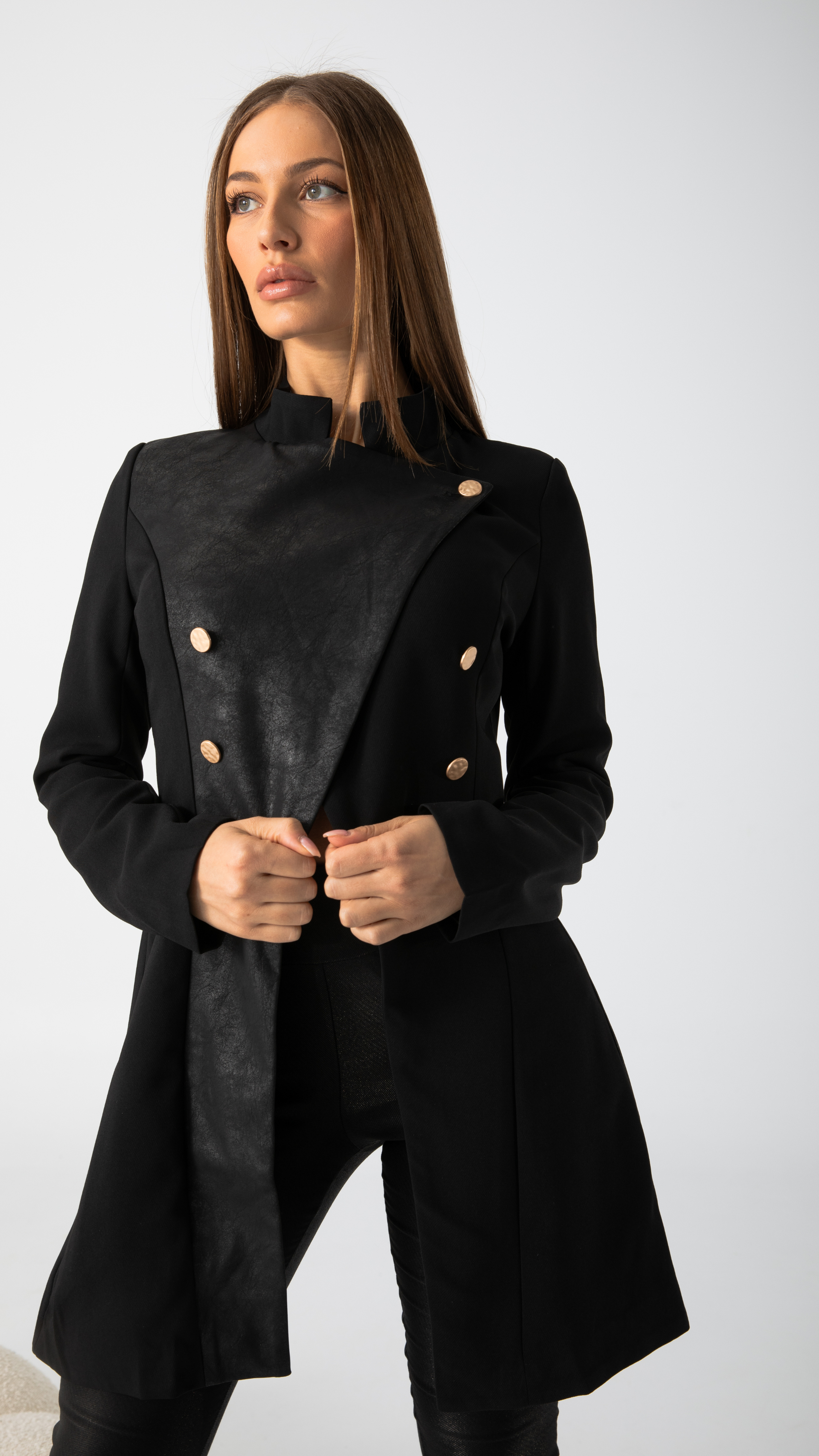 Vault Faux Leather Coat - Black