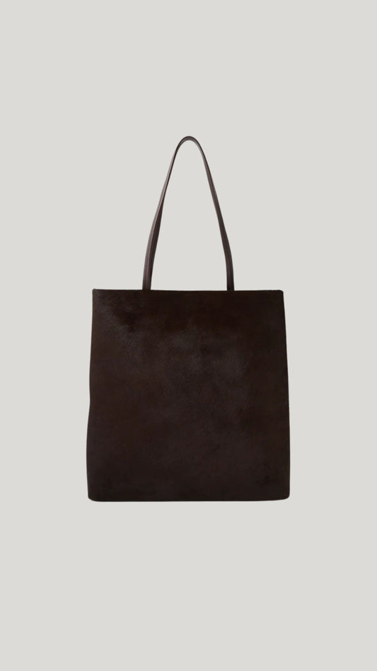 Talli Pony Leather Tote Bag - Dark Chocolate