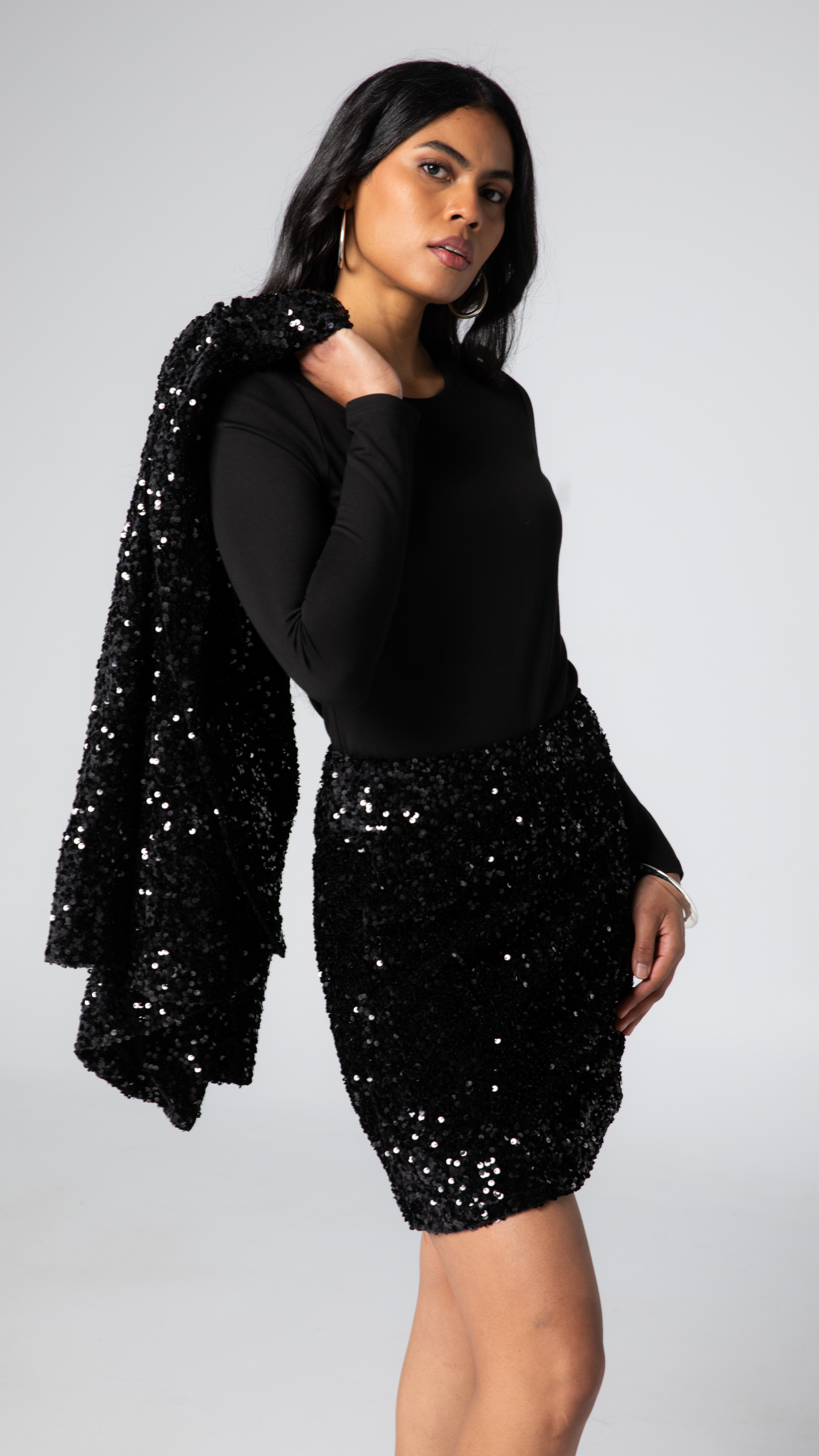 Zara Sequin Blazer - Black