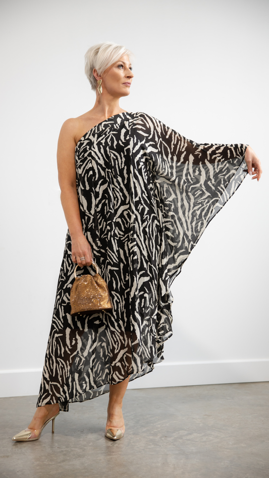 Hadassah Chiffon Dress - Zebra Print