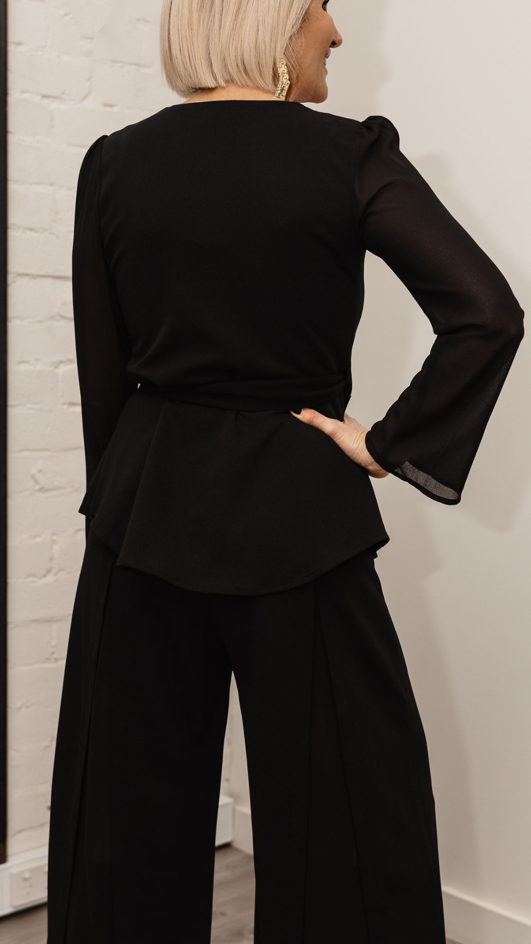 Alice Wide-Leg Pants With Sheer Panels - Black