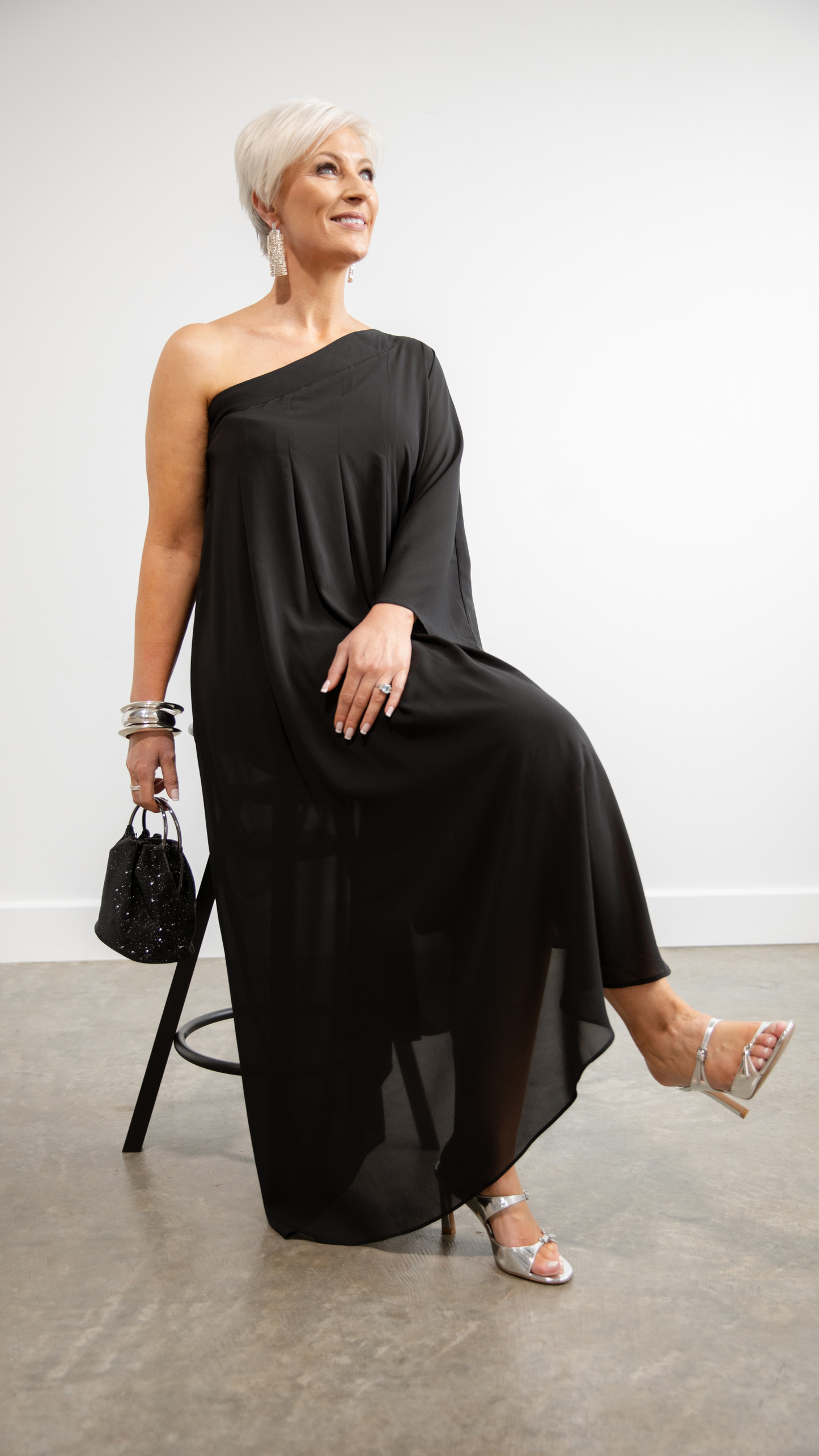 Olga Berg Mabel Crystal Top Handle - Black