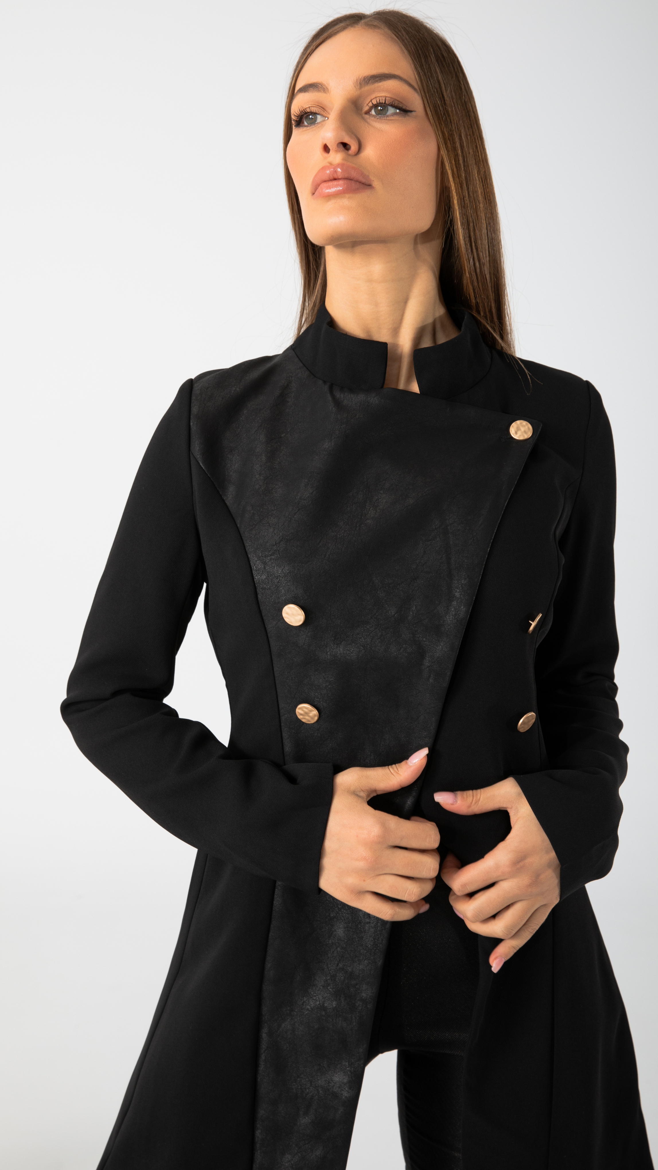 Vault Faux Leather Coat - Black