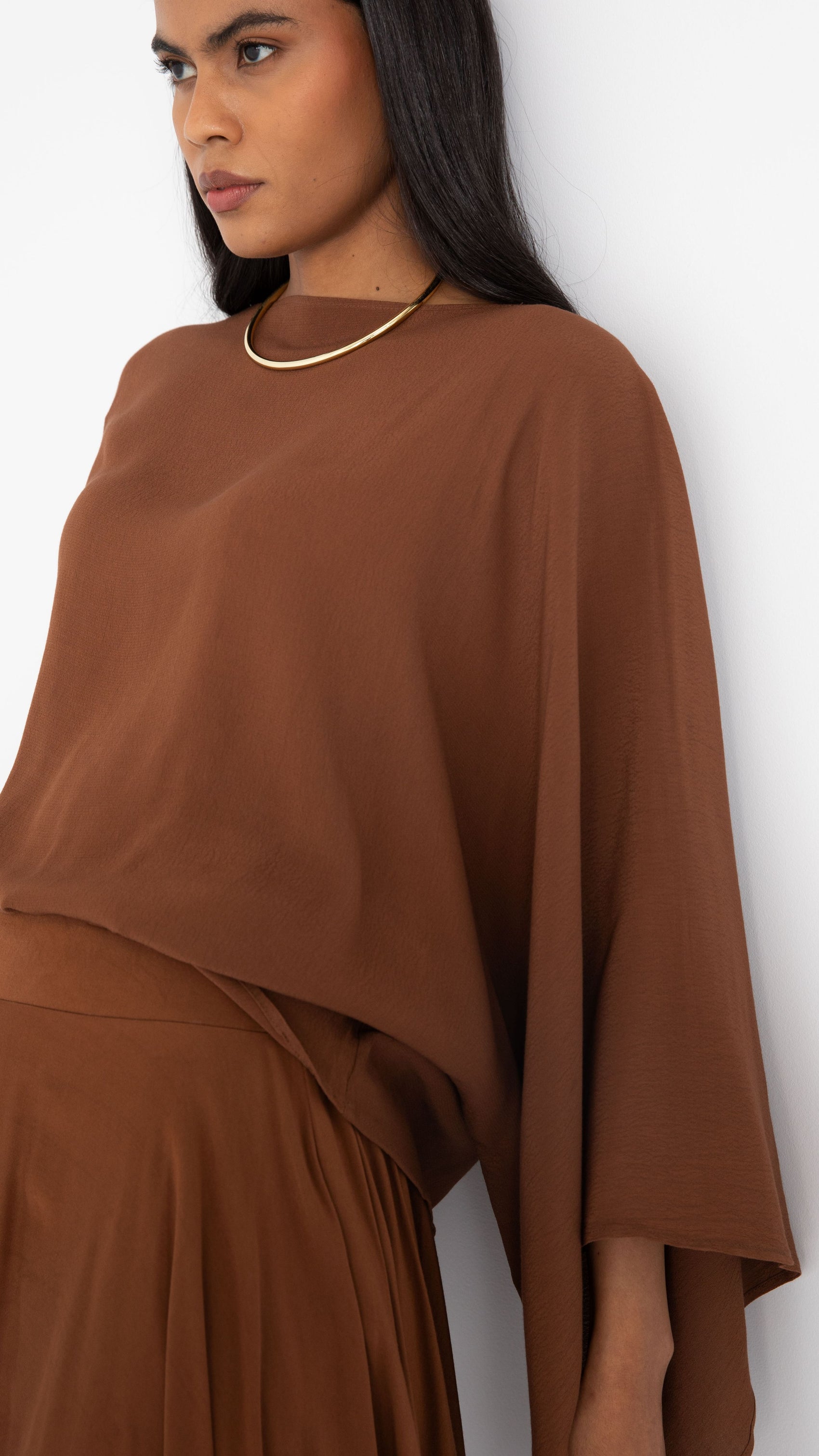 Echo Viscose Relaxed Style Top - Chocolate
