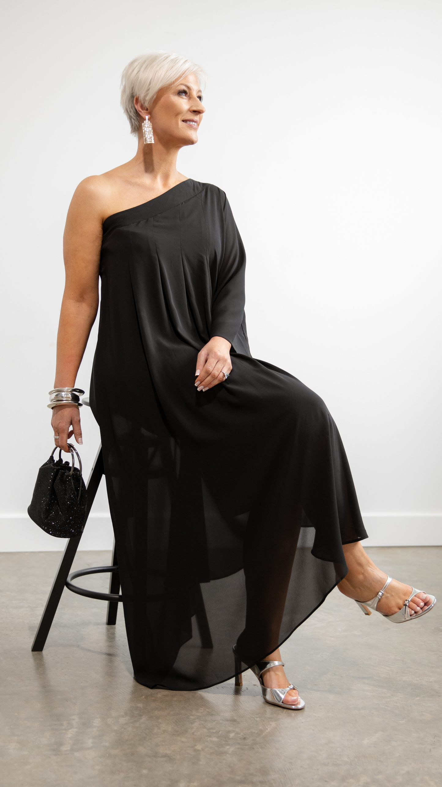 Olga Berg Mabel Crystal Top Handle - Black