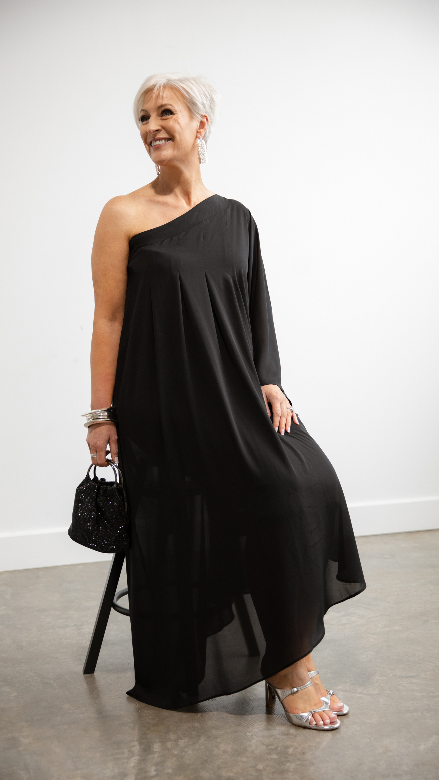 Olga Berg Mabel Crystal Top Handle - Black