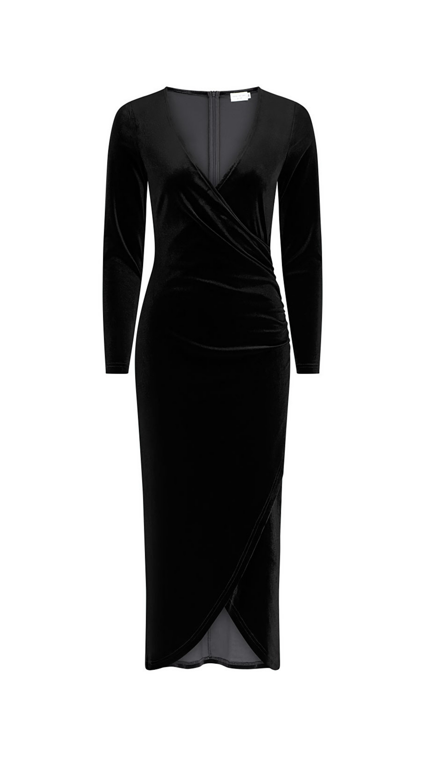 Romantic Edge Stretch Velvet Dress - Black