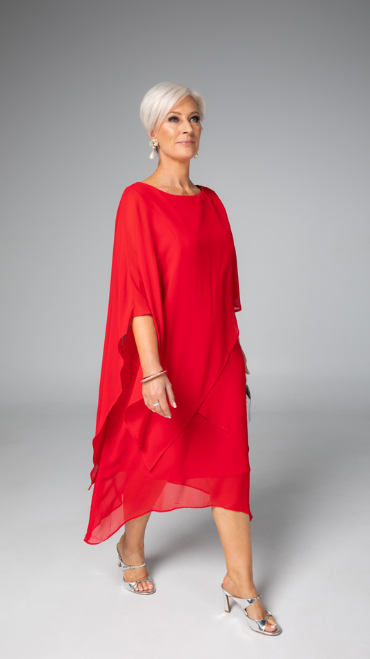 Zaria Chiffon Events Dress - Red