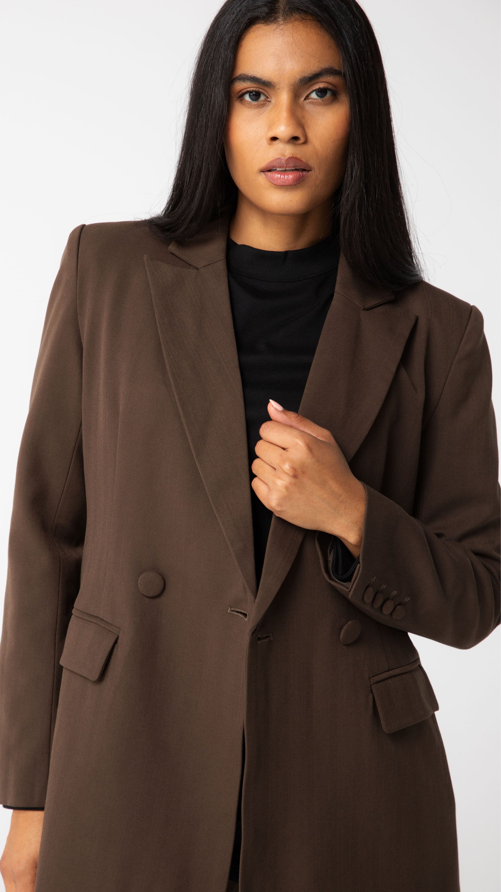 Midtown Longline Blazer - Chocolate